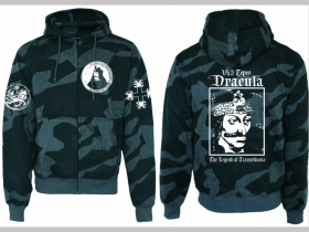 Vlad Tepes Dracula - The Legend of Transylvania - hrubá maskáčová mikina na zips s kapucou vzor Nightcamo - Nočný maskáč " Splinter "